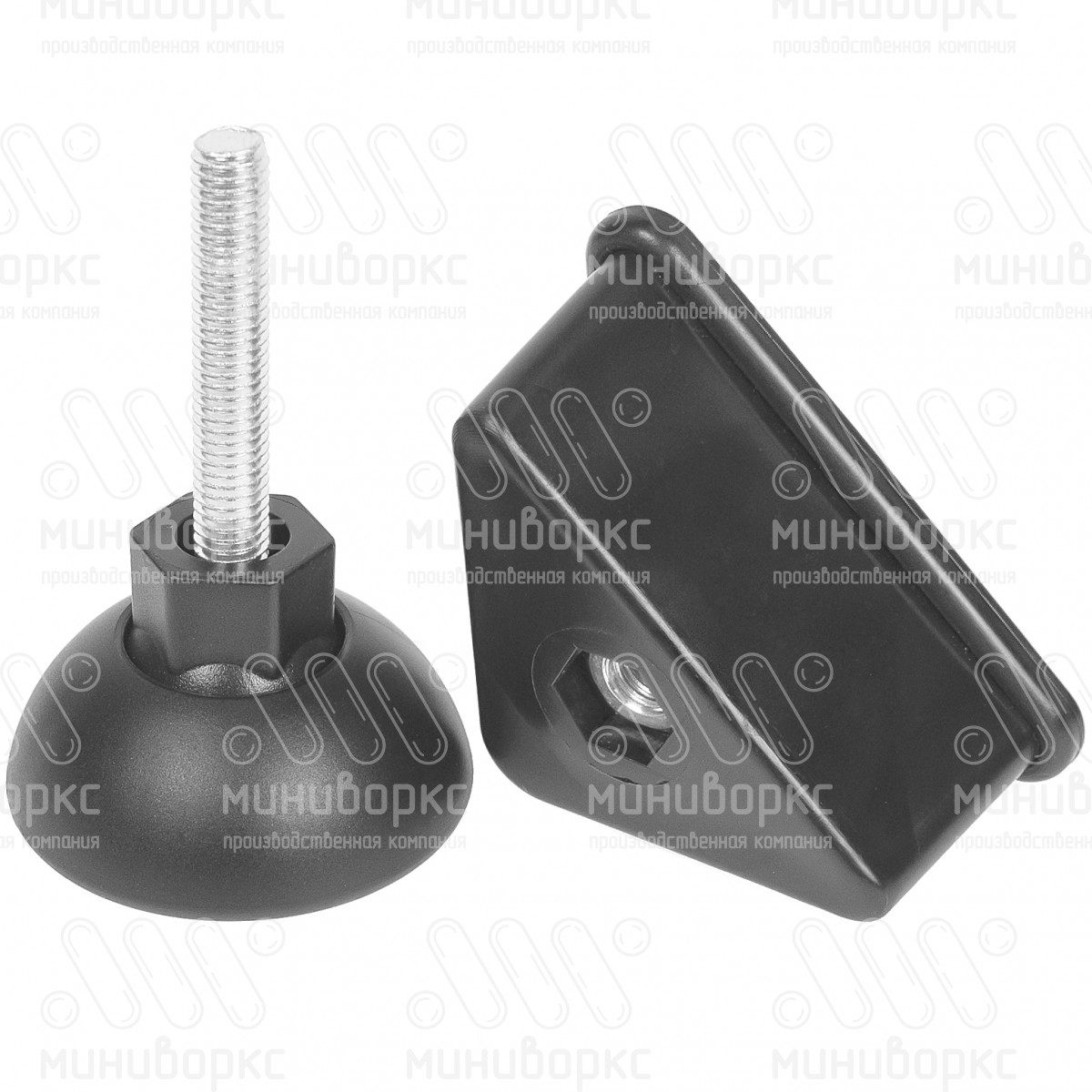 Комплект опоры под уголок 38х38, 40х40 мм и шарнирной опоры с основанием Ø50 мм, под ключ 17, цвет черный – U40-40M8.D50x45 - 8