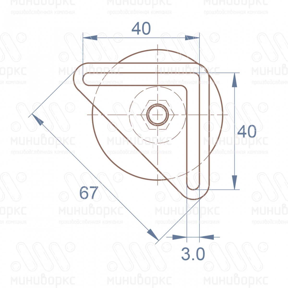 Комплект опоры под уголок 38х38, 40х40 мм и шарнирной опоры с основанием Ø50 мм, под ключ 17, цвет черный – U40-40M8.D50x45 - 6