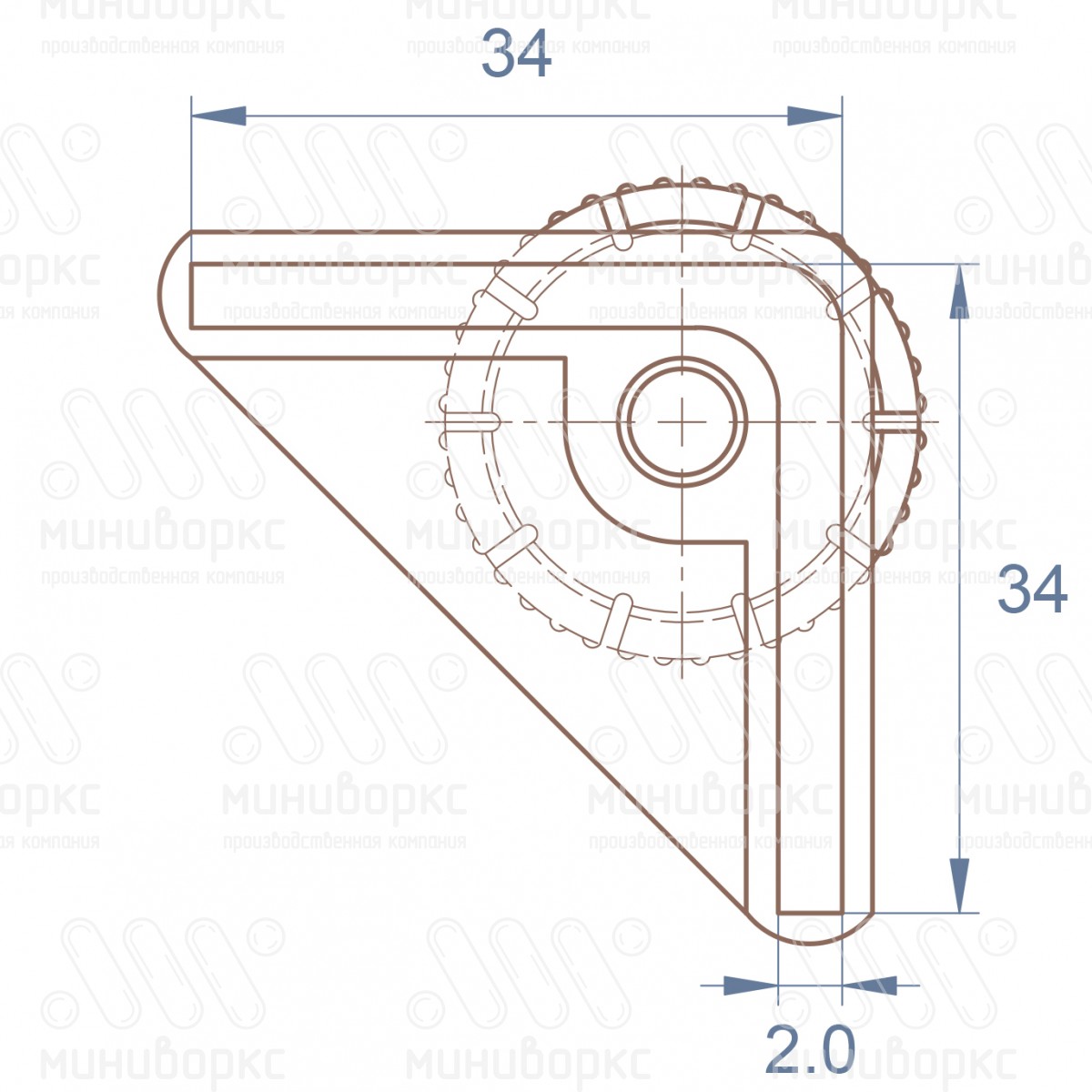 Опора регулируемая угловая 34x34 – U34-34M8.D25x35 | картинка 6