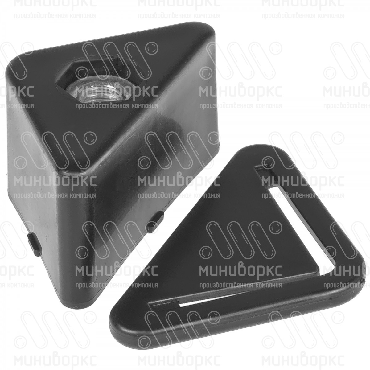 Комплект опоры под уголок 38х38, 40х40 мм и опоры с основанием Ø48 мм, под ключ 24, цвет черный – U40-40M8.D48x40 - 7